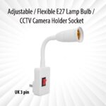Adjustable / Flexible E27 Lamp Bulb / CCTV Camera Holder Socket - UK 3 Pin Plug