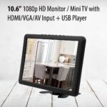 10.6” /10.1" Portable HD Color TV Monitor / Mini TV with HDMI/VGA/AV Input/Speaker- Best For CCTV, Car/PS3/PS4/Xbox/PC