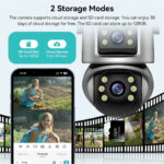 iCSee 6MP Dual Lens / Dual Screen Weatherproof Outdoor PTZ Wireless WIfi CCTV Camera - Grey - Image 7