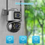 iCSee 6MP Dual Lens / Dual Screen Weatherproof Outdoor PTZ Wireless WIfi CCTV Camera - Grey - Image 5