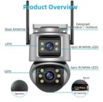 iCSee 6MP Dual Lens / Dual Screen Weatherproof Outdoor PTZ Wireless WIfi CCTV Camera - Grey - Image 9