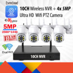Eseecloud 4Ch 5MP / 3MP Wireless PTZ CCTV Camera Kit + 10CH Wireless NVR