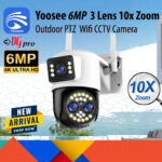YOOSEE 6MP 3 Lens Dual Screen 10x Optical Zoom Outdoor PTZ Wireless Wifi CCTV Camera