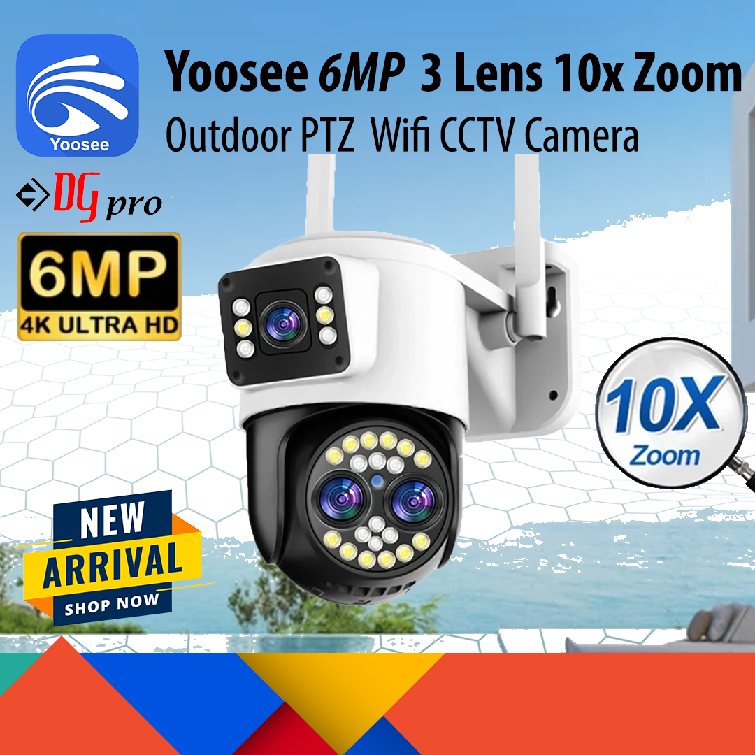 Cover 6MP YOOSEE 6MP 3 Lens Dual Screen 10x Optical Zoom Outdoor PTZ Wireless Wifi CCTV Camera - Image 1