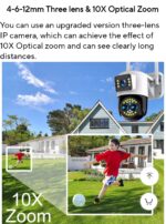 YOOSEE 6MP 3 Lens Dual Screen 10x Optical Zoom Outdoor PTZ Wireless Wifi CCTV Camera - Image 8