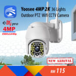 YOOSEE 4MP 2560x1440p 36 Lights Outdoor Rotatable PTZ Weatherproof Wireless Wifi CCTV Camera
