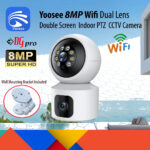 Yoosee 8MP Dual Lens / Double Screen Indoor PTZ 360 Rotatable Wireless Wifi Smart IP CCTV Camera